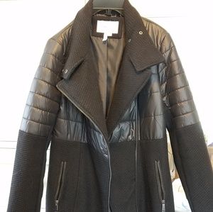 BCBG mixed media black coat